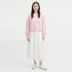 [샵앤] 여성 밴딩 레이스 옆리본 화이트 안감 롱스커트 NARU-WSK-21081