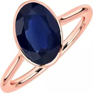 2.00 캐럿 타원형 컷 베젤 세트 블루 사파이어 솔리테어 약혼 반지 14K 골드 도금 925 실버 9월 탄생석