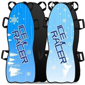 젬스크림 2개 45인치 대형 접이식 눈썰매, 강화된 바닥의 튼튼한 천 스티칭 인체공학적 손잡이가 있는 눈썰매 또는 가족용 휴대용 겨울 썰매 1개에 맞습니다