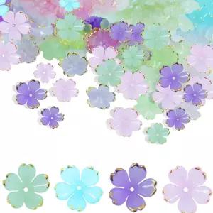 200개 꽃 구슬 벚꽃 아크릴 색상 그라데이션 금화 목걸이 줄 귀걸이 및 기타 보석 ( 핑크 블루 그린 퍼플을