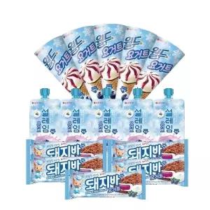 [롯데제과]요거트 저당 월드콘x5+설레임x5+돼지바x5