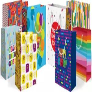 이지카트 라벨 8팩 생일 선물 가방 모듬 (8봉지 중형 9인치 대형 12인치) 로프 손잡이 포함 재사용 가능한