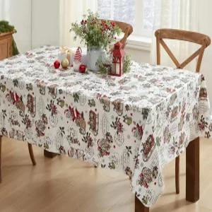 뉴브리지 빈티지 향수 크리스마스 52 x 70 인치 직사각형 비닐 식탁보 플란넬 백킹 - 레트로 산타클로스