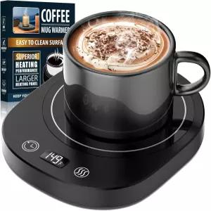 고속 난방 머그 워머 LED 디스플레이 3가지 온도 설정 및 2-12시간 타이머 캔들 왁스 초콜릿 커피 티 밀크