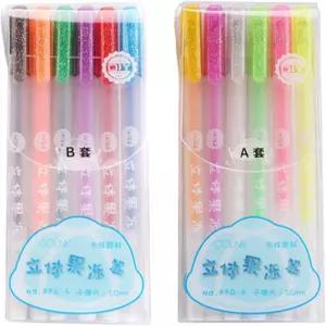 FAMORE 12 팩 글레이즈 3D 잉크 펜 - 젤리 젤 레터링 드로잉 장식 저널링을 위한 세트 대담한 스파클링