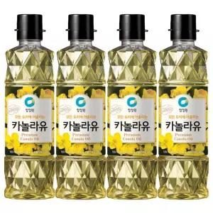 청정원 프리미엄 카놀라유500ml x 4개 식용유 튀김용 부침용 볶음요리 대용량 요리용오일