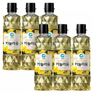 청정원 프리미엄 카놀라유500ml x 6개 식용유 튀김용 부침용 볶음요리 대용량 요리용오일