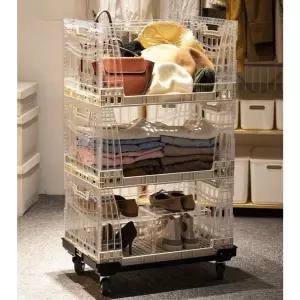 투명 접이식 바구니 옷장 보관함 대형 다용도 플라스틱