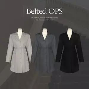 핫핑 [벨트세트][하객룩/격식룩] 마르소 베이직핏 카라넥 벨티드 미니원피스