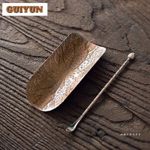 일본 망치 패턴 합금 차 국자 골동품 황동 상자 쏘서 차허 삽 감사 다도 공예 선물