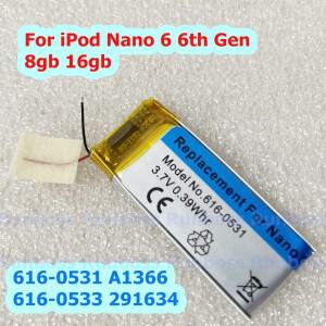 616-0531 A1366 291634 아이팟 나노 6 6세대 8GB 16GB 배터리용 115mAh 교체품