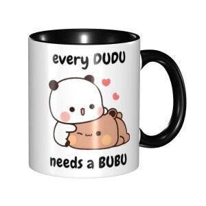 개인 맞춤형 부부 커플 머그컵 DIY 세라믹 차/우유/커피 컵 (부부두두 팬더와 브라우니 베어)