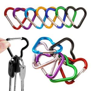 야외 Carabiner 하트 모양 키 체인 클립 알루미늄 합금 반지 등산 스프링 스냅 후크 내구성