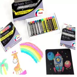 펜텔 오일파스텔 12색 형광색메탈색 PHN-MF12/미술/용품/그림/도구/그리기/세트/셋트/고급/컬러링/색칠