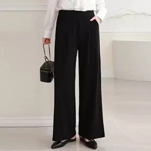 [유야]여성 국산 뒷밴딩 무지 핀턱 와이드 일자 슬랙스 SPN0550 봄 여름