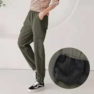 [옷자락]여자 루즈핏 밴딩 양털 기모 카고 데일리 조거팬츠