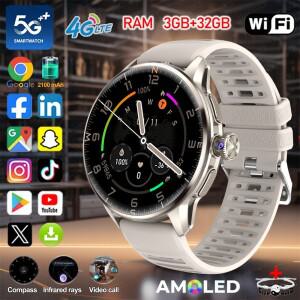 5G/4G 적외선 스마트워치 1.6인치 AMOLED 스크린 2100mAh 배터리 HD 카메라 GPS WIFI NFC 구글 앱 다운로드