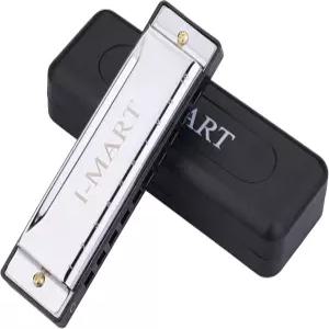 I-MART 블루스 하모니카 C 디아토닉 하모니카의 10홀 키 초보자도 쉽게 플레이할 수 있는 케이스(슬리버)