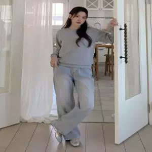 [엘루이즈][엘루이즈] [빅사이즈국내제작] 르이나 사계절 와이드 워싱 데님 팬츠(3color)