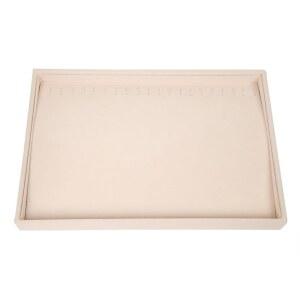 Oirlv 스태커블 17 후크 자루 천 보석 트레이 목걸이 / 펜던트 롱 체인 디스플레이 쇼케이스 주최자(1, 베이지 팩)