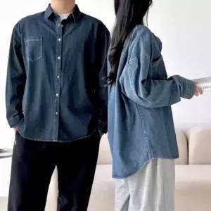 청남방 데일리 오버핏 롱셔츠 커플 셔츠