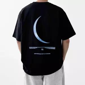 다이나믹피플 남녀공용 초승달 프린팅 오버핏 반팔티셔츠