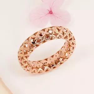 [비앤비골드] 18K 볼륨 올밴드 플라워컷 할로우링 반지 SRS41525