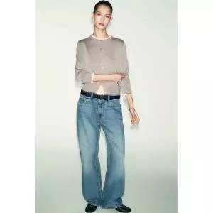 국내배송 자라 ZARA 여성 레이스 트리밍 니트 가디건 밍크 3920760706 1598476