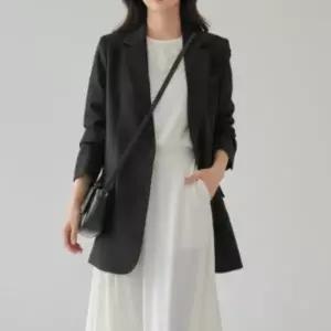 |CCJ6D3B|여성 폴리스판 롱자켓 싱글버튼 간절기 외투