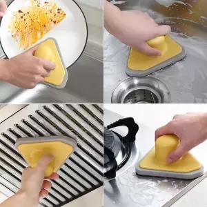 삼각 주방 강력 손잡이형 설거지 스폰지 사포 수세미 다용도브러쉬