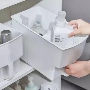 (선택 화이트)펜트리 욕실 옷장 싱크대 서랍 정리 손잡이 수납함 용품 수납장 선반 정리함 렉 화장실