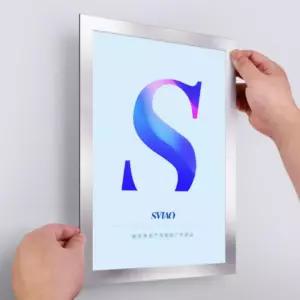 자석 액자 프레임 A4 아크릴 포스터 투명 실버테두리 자석 액자 프레임 A4