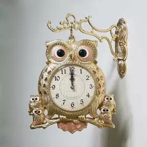 물방울 금도금 양면 벽시계 부엉이 선물 벽시계 무소음 양면시계 앤틱