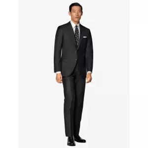 SUITSUPPLY Canonico S110 울 솔리드 테일러드 핏 수트 재킷 - Dark Grey