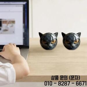 수지 고양이 머리 조각 검은 돌 인형 치유 대리석 질감 기념 선물 홈 오피스 데스크 장식 축제