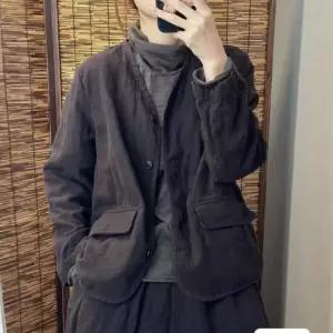 캐주얼 린넨마 린넨 여성패션 상의 긴팔 코트 빈티지브이넥원버튼깔끔 재킷 얇은 DL1