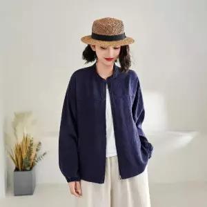 가을 빈티지 여성패션 린넨마 자켓 린넨 코트 샌드 워싱 긴팔 차이나 톱 DL3
