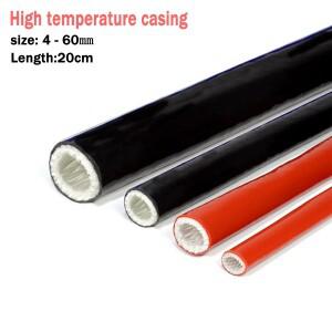 빨간색/검은색 고온 방지 난연성 케이싱 파이프 실리콘 유리 섬유 튜브 두꺼운 절연 L:20cm()