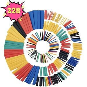 328피스 열수축 튜빙 키트  케이블 커넥터 절연 및 보호용 2:1 비율 방수 와이어 슬리브