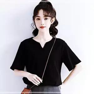 티셔츠 화이트 얇은 편한 예쁜 정장 브이넥 블랙 KWFFOD49