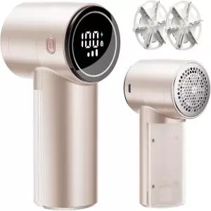 패브릭 면도기 디지털 디스플레이가 있는 충전식 보푸라기 6잎 칼날이 3단 스웨터 옷 가구 소파 담요의