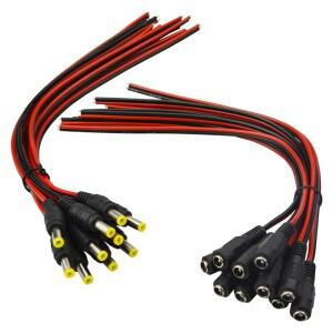 CCTV 카메라 커넥터용 피그테일 케이블 잭  5.5x2.1mm 암수 플러그  12V DC 전원  테일 익스텐션  24V 와이