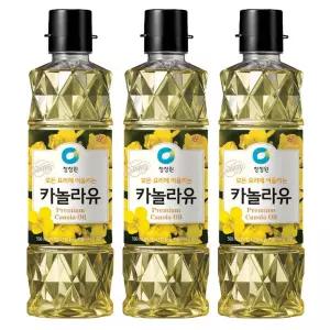 청정원 프리미엄 카놀라유500ml x 3개 식용유 튀김용 부침용 볶음요리 대용량 요리용오일