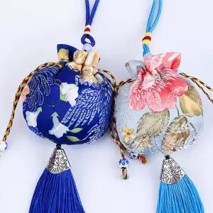 한복 노리개 핸드메이드 향낭 주머니 복주머니 노리개 전통 파우치 장식용 선물용 새해 새틴 작은 자수