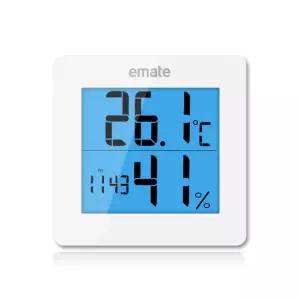 디지털 온습도계 백라이트 led화면 알람 시계 스누즈 조명 기능 심플디자인 emate 9.3x9.3cm 화이트