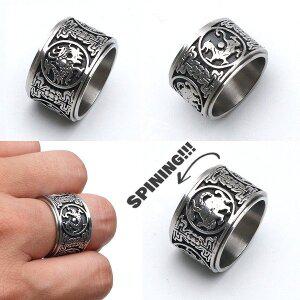 [스마트보이]R0515w 써지컬스틸 사신수 회전반지 피젯스피너 건강 행운반지