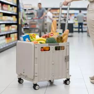 홈스월드 4륜 쇼핑카트 65L 우레탄바퀴 박스 장바구니 캐리어 손수레 시장 마트 폴딩