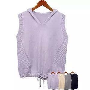 [하프클럽/]봄신상 후드니트 스트링조끼/여성가디건/후드베스트자켓/레이