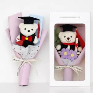학사모곰돌이꽃다발 유치원 초등학교 졸업식꽃다발