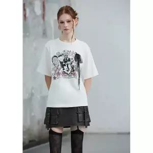 [에고이스트](강남점)[BLUE LABEL] 아일렛 프린팅 반팔 티셔츠 (ER3OTH01)